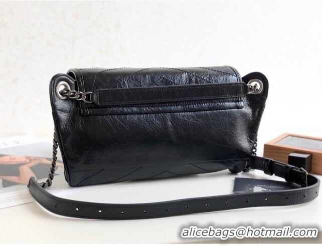 Low Cost Saint Laurent Niki Body Belt Bag in Waxed Crinkled Vintage Leather 577124 Black 2019