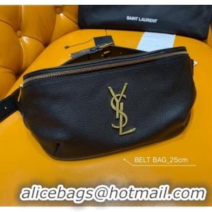 Good Product Saint Laurent Classic Belt Bag in Grained Leather 569737 Black/Gold 2019