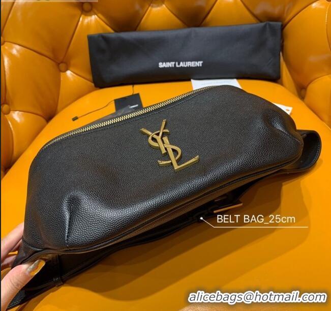 Good Product Saint Laurent Classic Belt Bag in Grained Leather 569737 Black/Gold 2019