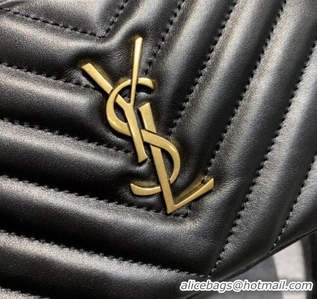 Famous Brand Saint Laurent Lou Tassel Belt Bag in Chevron Leather 534817 Black