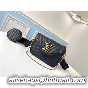 Low Price LOUIS VUITTON NEW WAVE Originl Leather Shoulder Bag M56466 Black