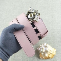 Discounts Gucci leather belt with bee 499638 pink