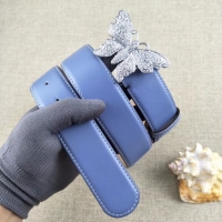 Stylish Gucci leather belt with butterfly 499553 blue