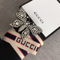 Sumptuous Gucci stripe belt with butterfly 499633 white&blue