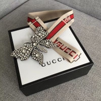 Crafted Gucci stripe belt with butterfly 499633 white&red