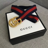 Luxury Gucci Web elastic belt with torchon Double G buckle 524101 red&blue