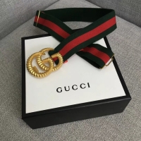 Best Price Gucci Web elastic belt with torchon Double G buckle 524101 red&green