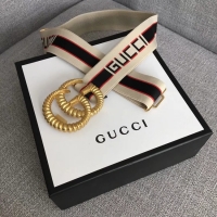 Comfortable Gucci Web elastic belt with torchon Double G buckle A524101 white&blue