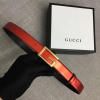 Perfect Gucci Leather belt with G buckle 523305 red