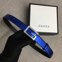 Good Quality Gucci Leather belt with G buckle 523305 blue