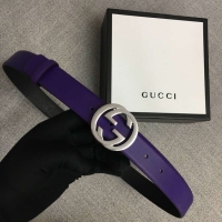 Best Quality Gucci Leather belt with Double G buckle 406831 purple