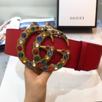 Trendy Design Gucci Wide leather belt with Double G 550111 red