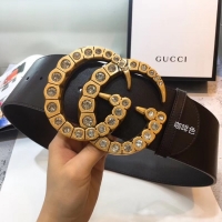 Perfect Gucci Wide leather with crystal Double G buckle 550110 Chocolates