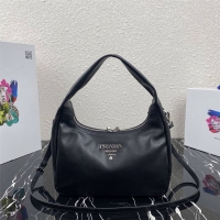 Latest Style Prada Original Calfskin Leather With Chip Version Hobo Bag 1BC132 Black