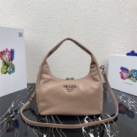 Top Design Prada Original Calfskin Leather With Chip Version Hobo Bag 1BC132 Apricot