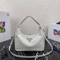 Luxury Discount Prada Original Calfskin Leather With Chip Version Hobo Bag 1BC132 White