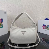 Cheap Prada Original Grain Leather With Chip Version Hobo Bag 1BC133 White