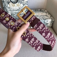 Good Quality Dior Wide leather belt with 34 mm D4262 Burgundy