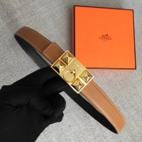 Perfect Hermes Collier de Chien belt buckle & Reversible leather strap 24 mm H0521 brown