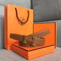 Top Grade Hermes original togo 2 belt buckle & Reversible leather strap 32 mm H06454 brown gold plated metal