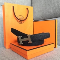 Good Quality Hermes original togo 2 belt buckle & Reversible leather strap 32 mm H06454 black