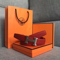 Best Quality Hermes original togo 2 belt buckle & Reversible leather strap 32 mm H06454 red