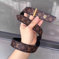 Perfect Louis Vuitton 30mm Brown Belt M9306 Gold