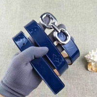 Luxury Louis Vuitton 30mm Patent Leather Belt M4226 Blue