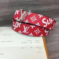 Newest Louis Vuitton SPREME 40mm Red Belt M5899 Silver