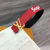 Luxurious Louis Vuitton SPREME 40mm Red Epi Leather Belt M5897 Gold