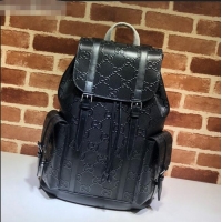 High Quality Gucci Perforated Leather GG Embossed Backpack 625770 Black 2020