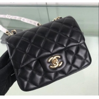 Reproduction Chanel Quilted Lambskin Mini Flap Bag A35200 Black/Gold 2020