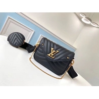 Low Price LOUIS VUITTON NEW WAVE Originl Leather Shoulder Bag M56466 Black