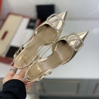 Top Sell Valentino VLogo Lambskin Leather Slingback Mid-Heel Pump PA2072 Gold