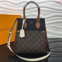 Luxury Louis Vuitton Original FOLD TOTE medium M45409 black&brown&white