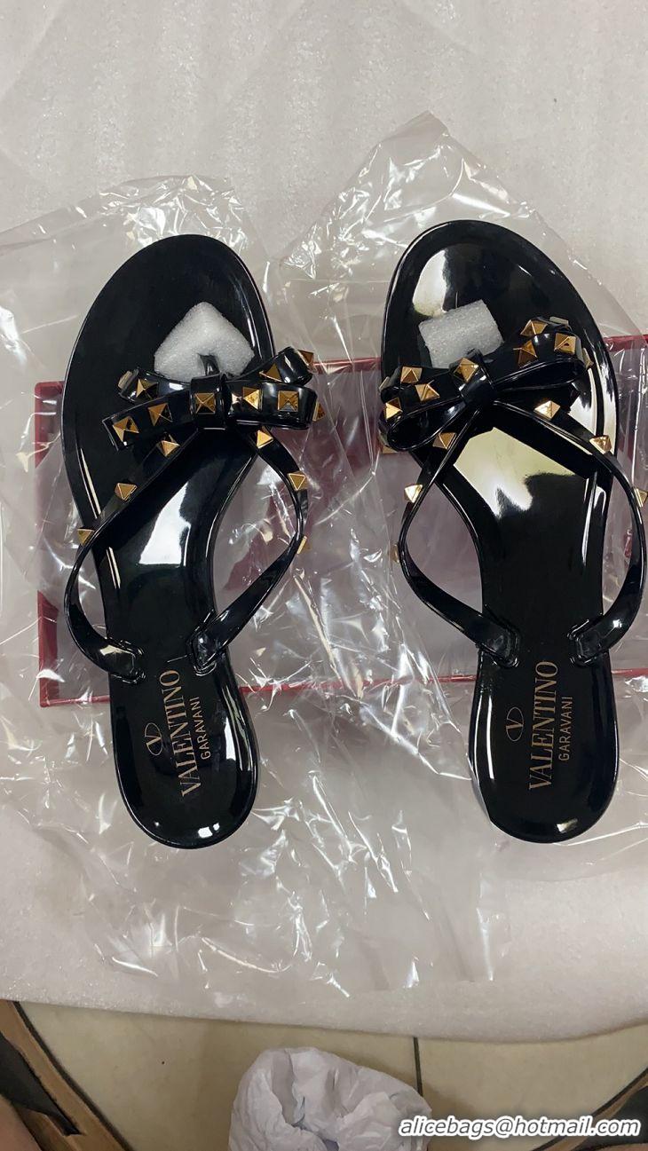 Inexpensive Valentino Rockstud Jelly Bow PVC Thong Flip Flops V92904 Black