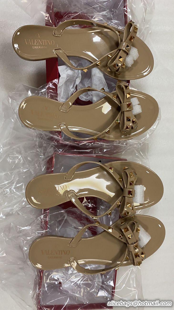 Discount Valentino Rockstud Jelly Bow PVC Thong Flip Flops V92904 Nude