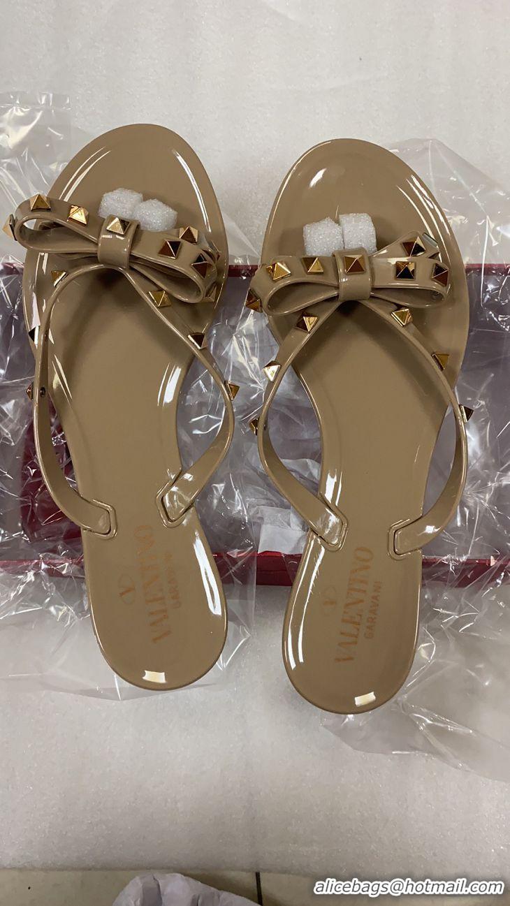 Discount Valentino Rockstud Jelly Bow PVC Thong Flip Flops V92904 Nude