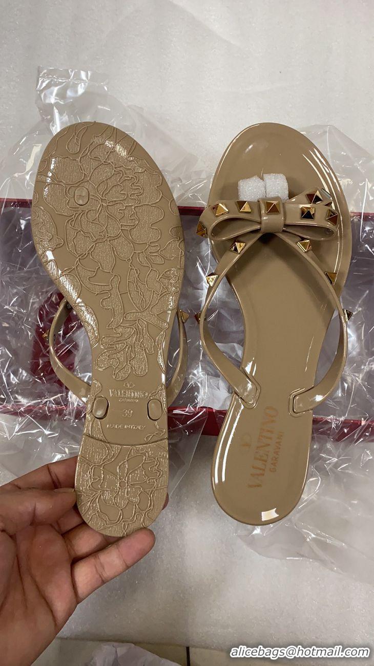 Discount Valentino Rockstud Jelly Bow PVC Thong Flip Flops V92904 Nude