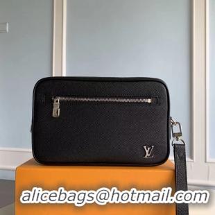 Top Grade Louis Vuitton Original Taiga Leather Pochette Kasai Handle Bag M30441 Black