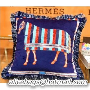 Good Looking Hermes Horse Throw Pillow 45x45cm H2082418 Deep Blue 2020