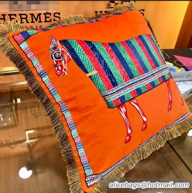 Imitation Hermes Horse Throw Pillow 45x45cm H2082419 Red/Orange 2020