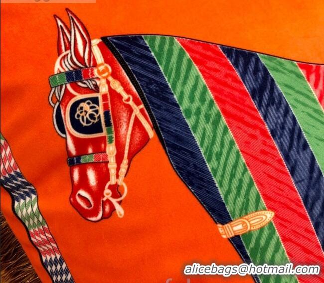 Imitation Hermes Horse Throw Pillow 45x45cm H2082419 Red/Orange 2020