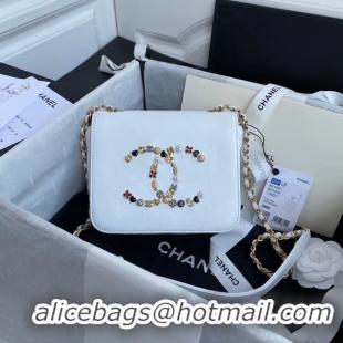 Charming Chanel Original Lather Flap Bag AS3699 white