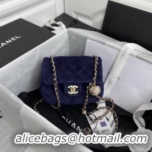 Luxury Discount Chanel Original Small velvet flap bag AS1115 royal blue