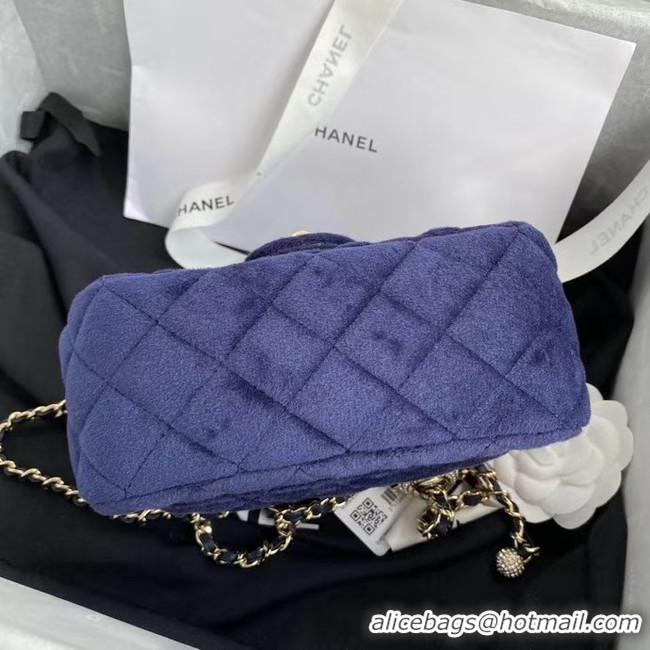 Luxury Discount Chanel Original Small velvet flap bag AS1115 royal blue