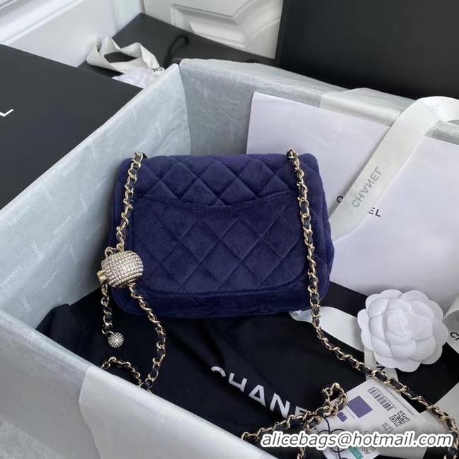 Luxury Discount Chanel Original Small velvet flap bag AS1115 royal blue