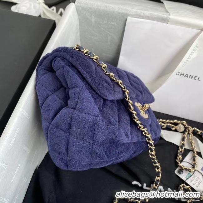 Luxury Discount Chanel Original Small velvet flap bag AS1115 royal blue