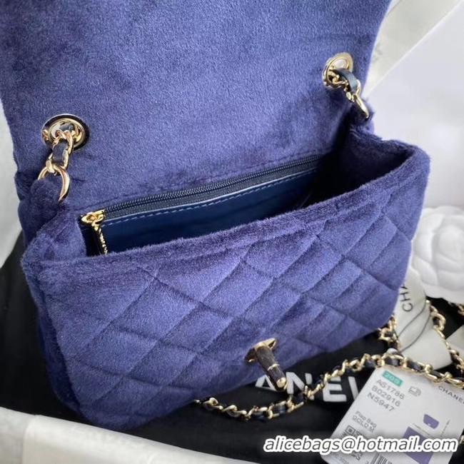 Luxury Discount Chanel Original Small velvet flap bag AS1115 royal blue