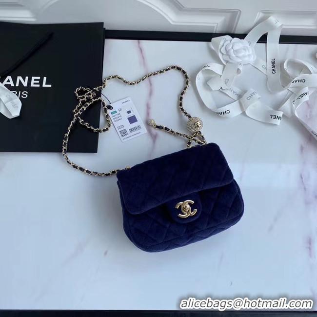 Luxury Discount Chanel Original Small velvet flap bag AS1115 royal blue